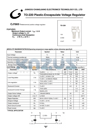 CJ7805-TO-220F datasheet - Three-terminal positive voltage regulator