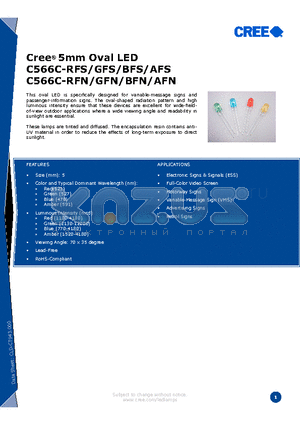 C566C-AFS-CU0V0341 datasheet - Cree^ 5mm Oval LED