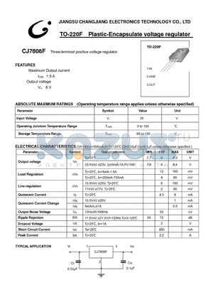 CJ7808F datasheet - Three-terminal positive voltage regulator