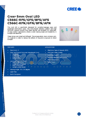 C566C-BFN-CS0W0452 datasheet - Cree^ 5mm Oval LED