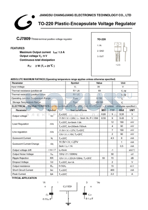 CJ7809 datasheet - Three-terminal positive voltage regulator