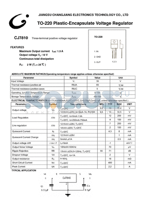 CJ7810-TO-220 datasheet - Three-terminal positive voltage regulator