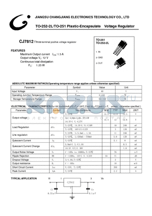 CJ7812-TO-252-2L datasheet - Three-terminal positive voltage regulator