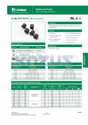 3831.000000 datasheet - Radial Lead Fuses