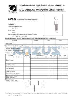 CJ78L06-TO-92 datasheet - Three-terminal positive voltage regulator