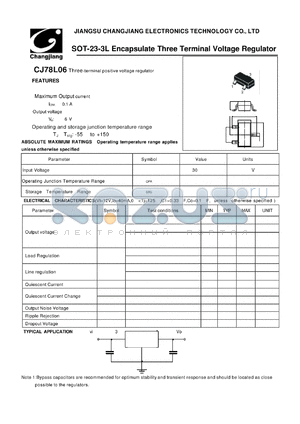 CJ78L06 datasheet - Three-terminal positive voltage regulator