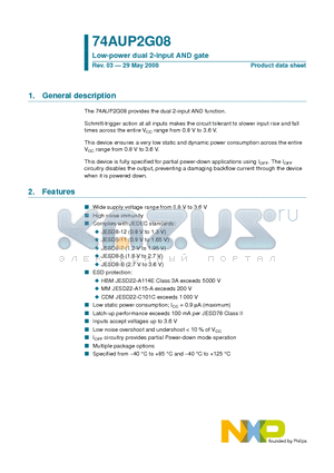 74AUP2G08GM datasheet - Low-power dual 2-input AND gate