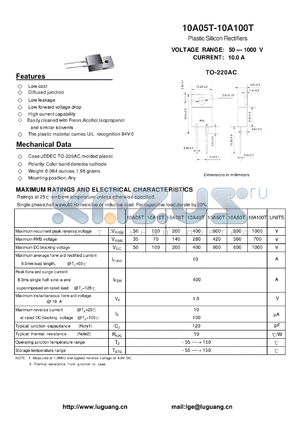 10A60T datasheet - Plastic Silicon Rectifiers