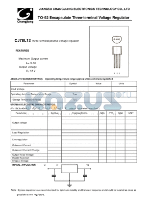 CJ78L12-TO-92 datasheet - Three-terminal positive voltage regulator