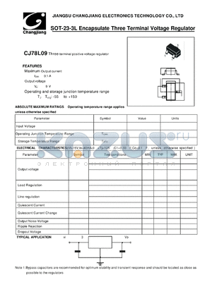 CJ78L09 datasheet - Three-terminal positive voltage regulator