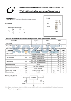 CJ78M05 datasheet - Three-terminal positive voltage regulator