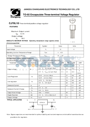 CJ78L18 datasheet - Three-terminal positive voltage regulator