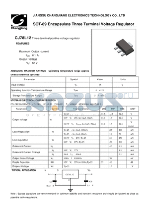 CJ78L12 datasheet - Three-terminal positive voltage regulator