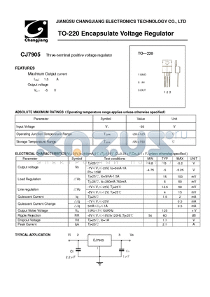 CJ7905 datasheet - TO-220 Encapsulate Voltage Regulator