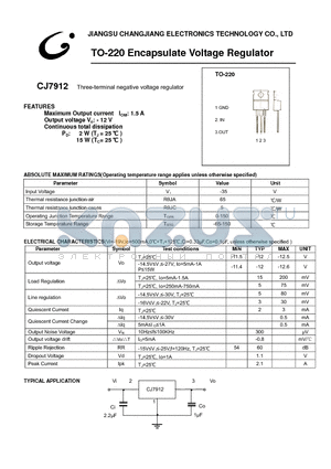 CJ7912-TO-220 datasheet - Three-terminal negative voltage regulator