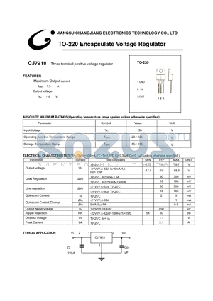 CJ7918 datasheet - Three-terminal positive voltage regulator