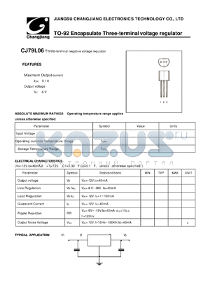 CJ79L06-TO-92 datasheet - Three-terminal negative voltage regulator