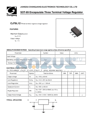 CJ79L12-SOT-89 datasheet - Three-terminal negative voltage regulator