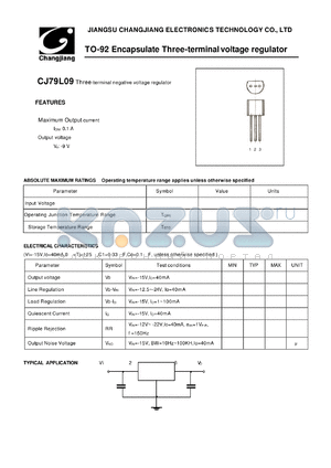 CJ79L09 datasheet - Three-terminal negative voltage regulator