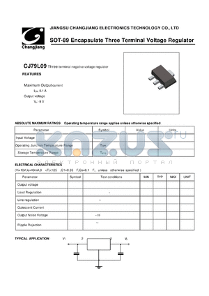 CJ79L09-SOT-89 datasheet - Three-terminal negative voltage regulator