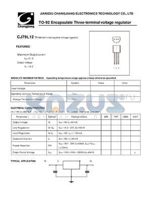 CJ79L12-TO-92 datasheet - Three-terminal negative voltage regulator