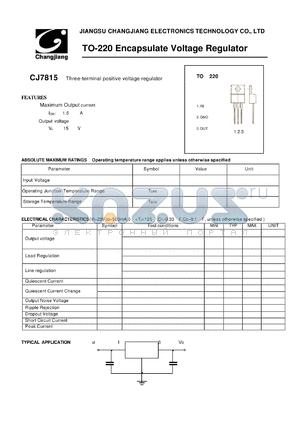 CJ7815-TO-220 datasheet - Three-terminal positive voltage regulator