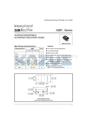 10BF20 datasheet - SURFACE MOUNTABLE ULTRAFAST RECOVERY DIODE