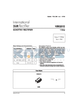 10BQ015 datasheet - SCHOTTKY RECTIFIER