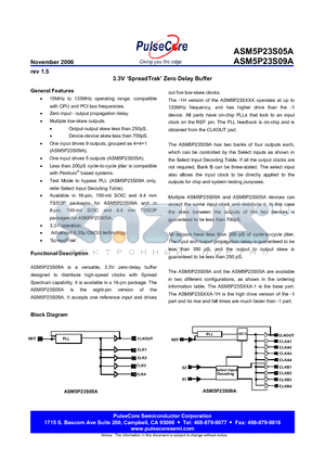 ASM5P23S09A datasheet - 3.3V SpreadTrak Zero Delay Buffer