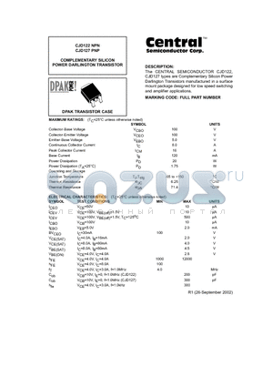 CJD127 datasheet - COMPLEMENTARY SILICON POWER DARLINGTON TRANSISTOR