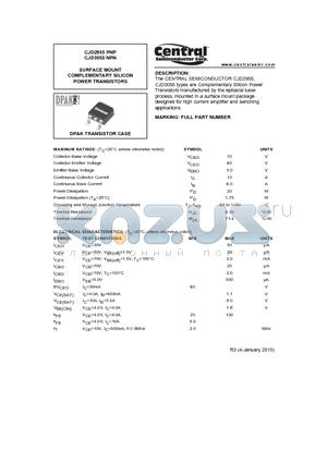 CJD3055 datasheet - SURFACE MOUNT COMPLEMENTARY SILICON POWER TRANSISTORS