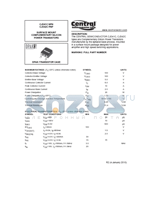 CJD41C_10 datasheet - SURFACE MOUNT COMPLEMENTARY SILICON POWER TRANSISTORS