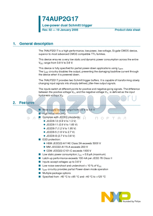 74AUP2G17 datasheet - Low-power dual Schmitt trigger