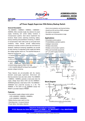 ASM690AEPAF datasheet - lP Power Supply Supervisor With Battery Backup Switch