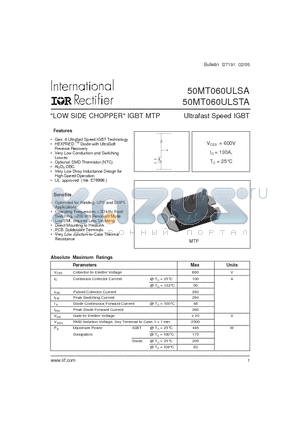 50MT060ULSA datasheet - Ultrafast Speed IGBT