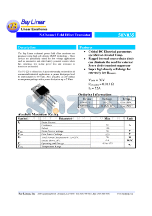 50N035 datasheet - N-Channel Field Effect Transistor
