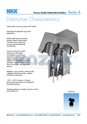 A12K1B datasheet - Process Sealed Subminiature Rockers