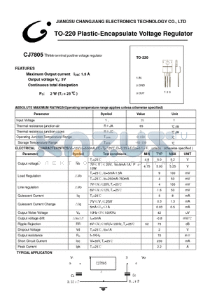 CJ7805 datasheet - Three-terminal positive voltage regulator