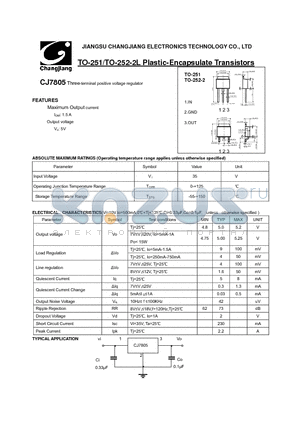 CJ7805 datasheet - Three-terminal positive voltage regulator