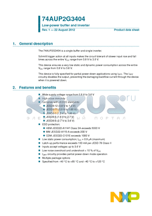 74AUP2G3404 datasheet - Low-power buffer and inverter