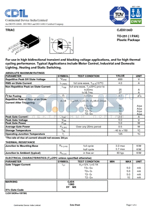 CJDX136D datasheet - TRIAC