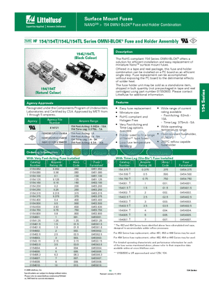 015401.5DR datasheet - 154/154T/154L/154TL Series OMNI-BLOK^ Fuse and Holder Assembly