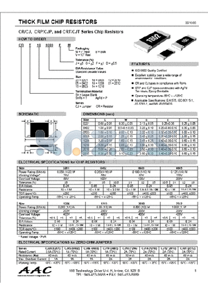 CJP011000FB datasheet - THICK FILM CHIP RESISTORS