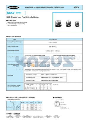 50NSKV022M4X55 datasheet - MINIATURE ALUMINUM ELECTROLYTIC CAPACITORS