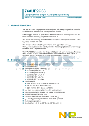 74AUP2G38DC datasheet - Low-power dual 2-input NAND gate (open-drain)