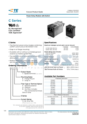 10CHE1 datasheet - Power Entry Module with Switch