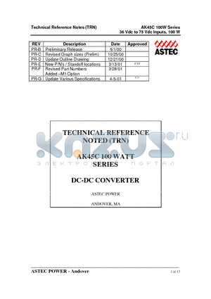 AK45C-048L-025F20HA datasheet - 36 Vdc to 75 Vdc Inputs, 100 W