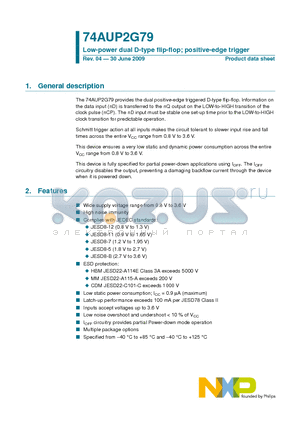 74AUP2G79GM datasheet - Low-power dual D-type flip-flop; positive-edge trigger