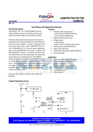 ASM706CPA datasheet - Low Power lP Supervisor Circuits