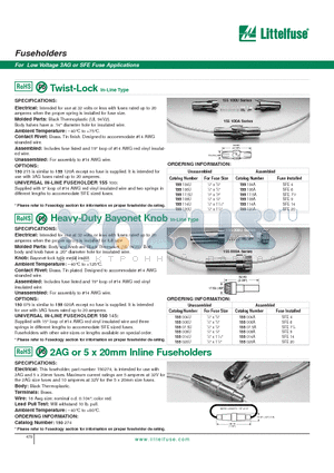 01550009ZXU datasheet - For Low Voltage 3AG or SFE Fuse Applications